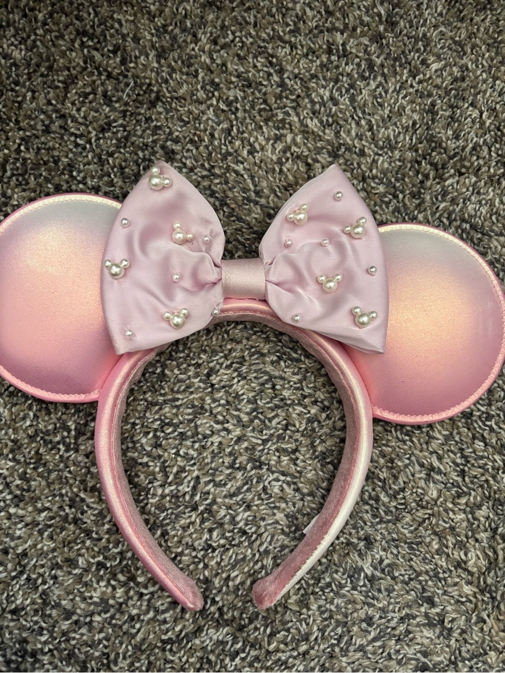 Pink Pearl Bow Disney Ear Headband